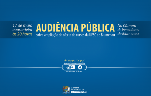 Câmara vai discutir a ampliação da oferta de cursos da UFSC de Blumenau em audiência pública nesta quinta-feira 